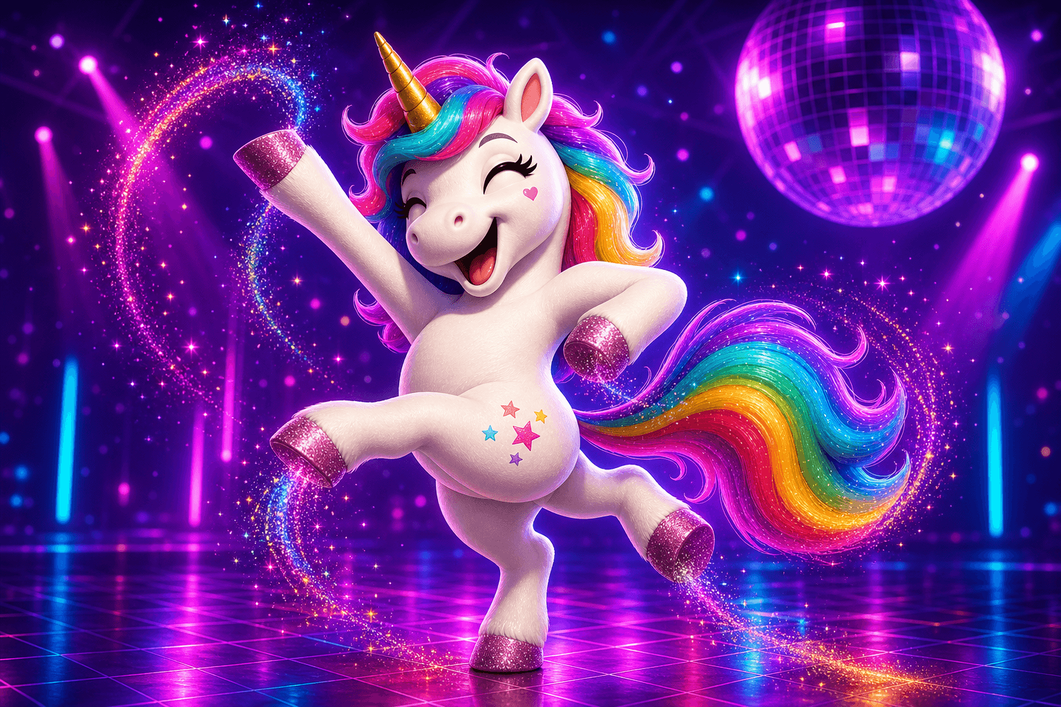 Carter Florence demonstrating unicorn dance moves in the dance lab